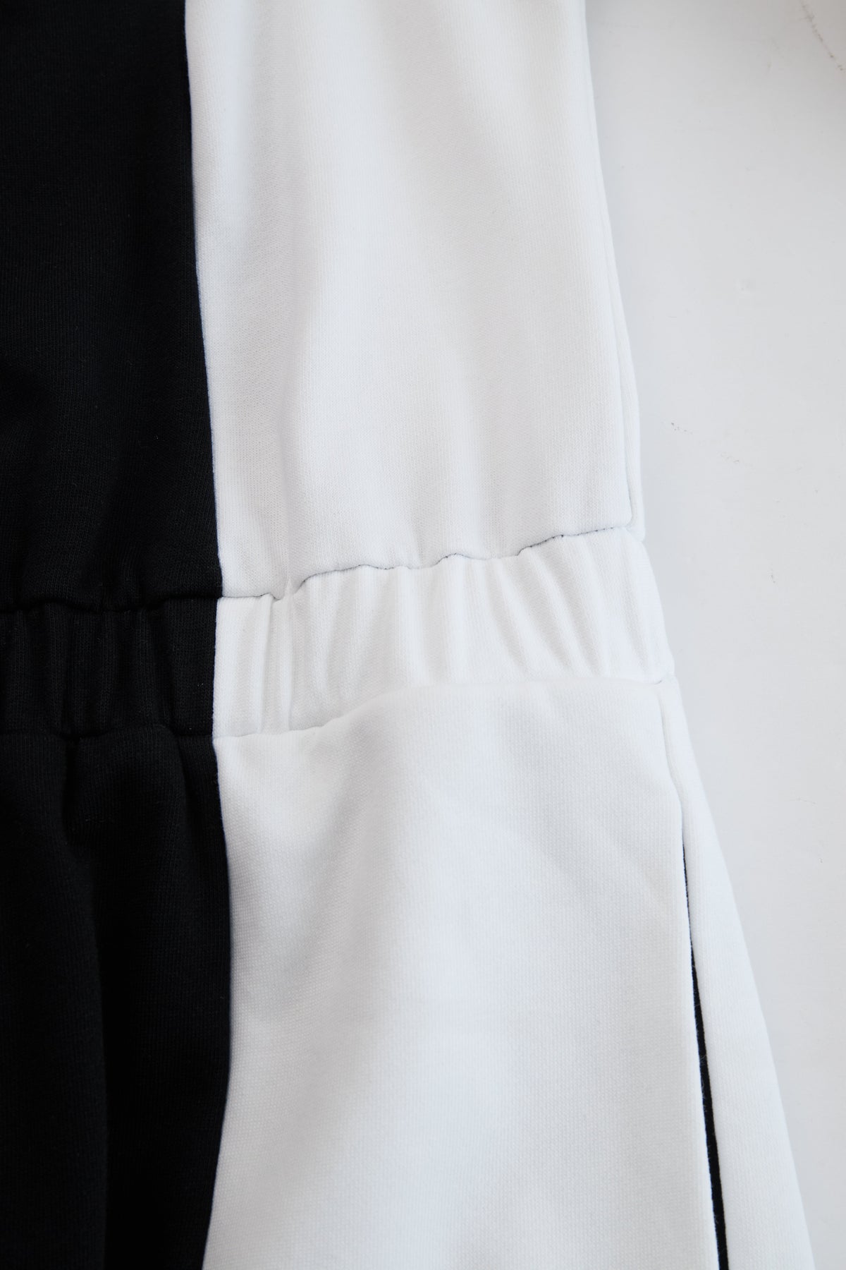 Black and White Color-Blocked Half-Zip Jumpsuit - view 9