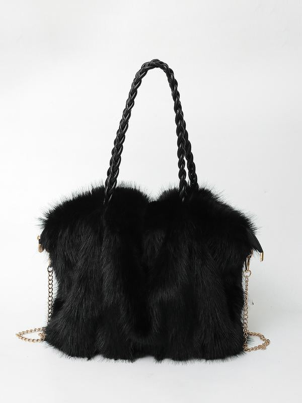 Charlotte - Plush Velvet Shoulder Tote Bag