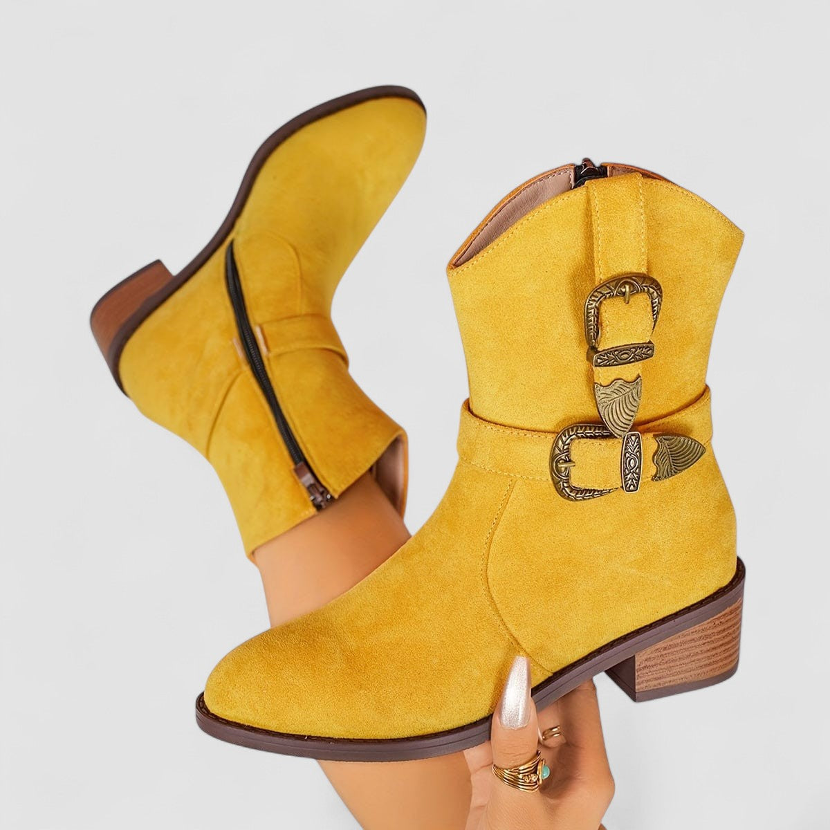 Rosalie - Buckle Arch-Support Western Boots