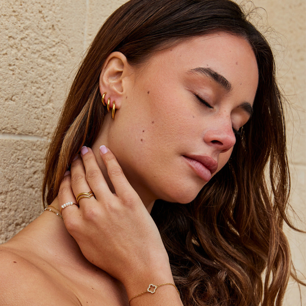 Emma - Set of Three Mini Gold Hoop Earrings
