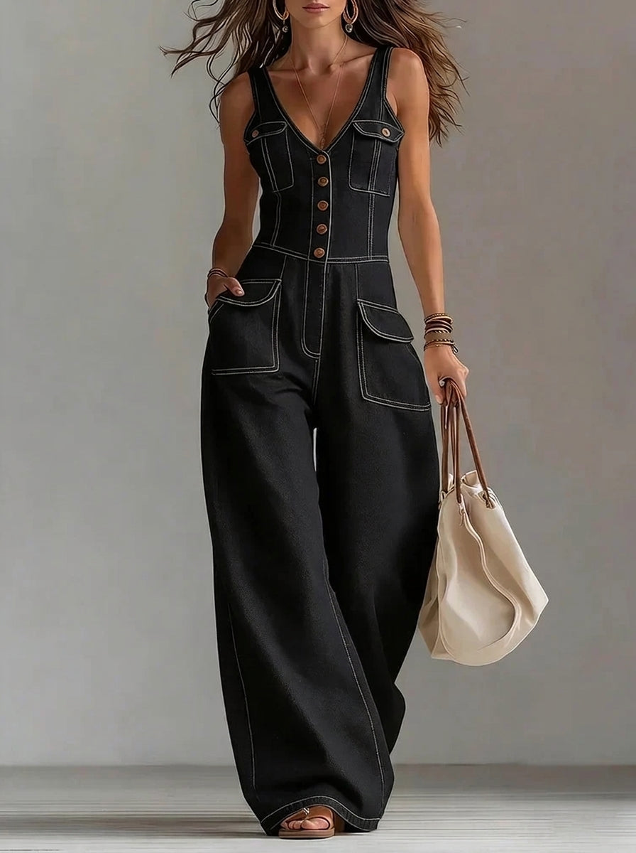 Ivy - Sleeveless Denim Jumpsuit