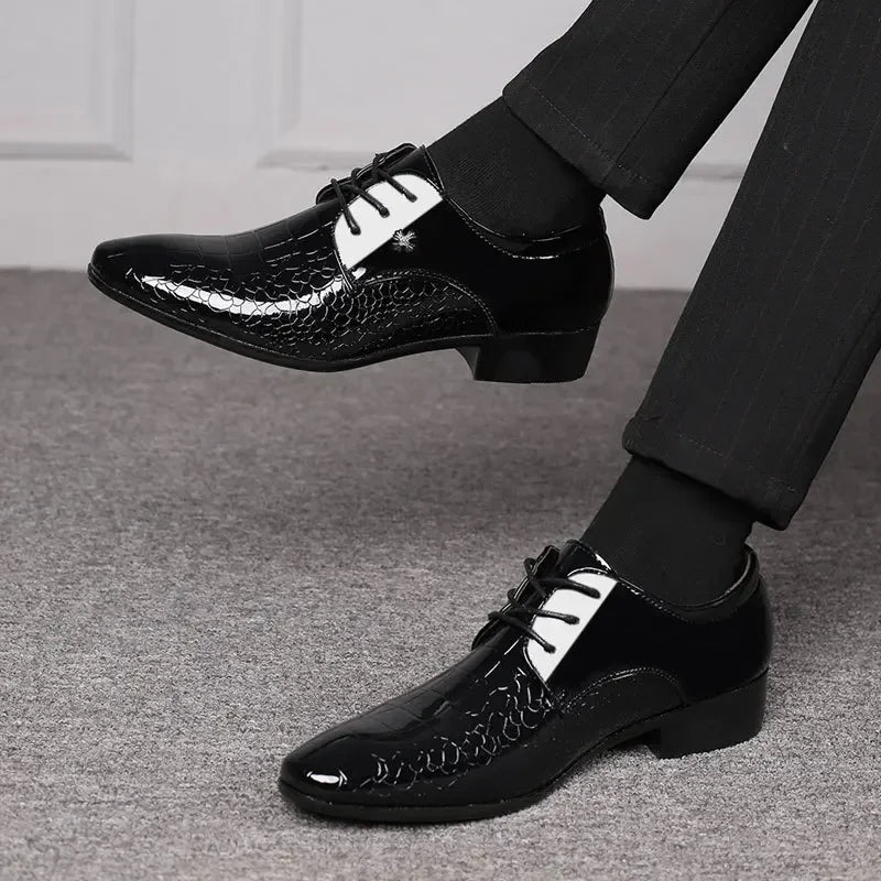 Laurent - Glossy Textured Derby Shoes - view 7