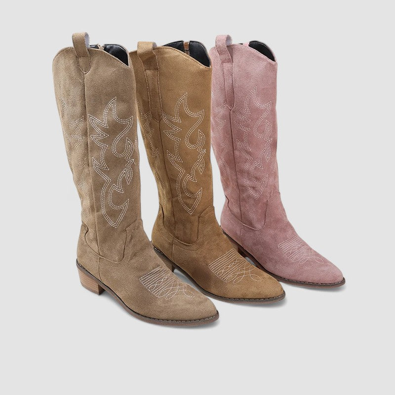 Savannah - Tall Suede Arch-Support Western Boots