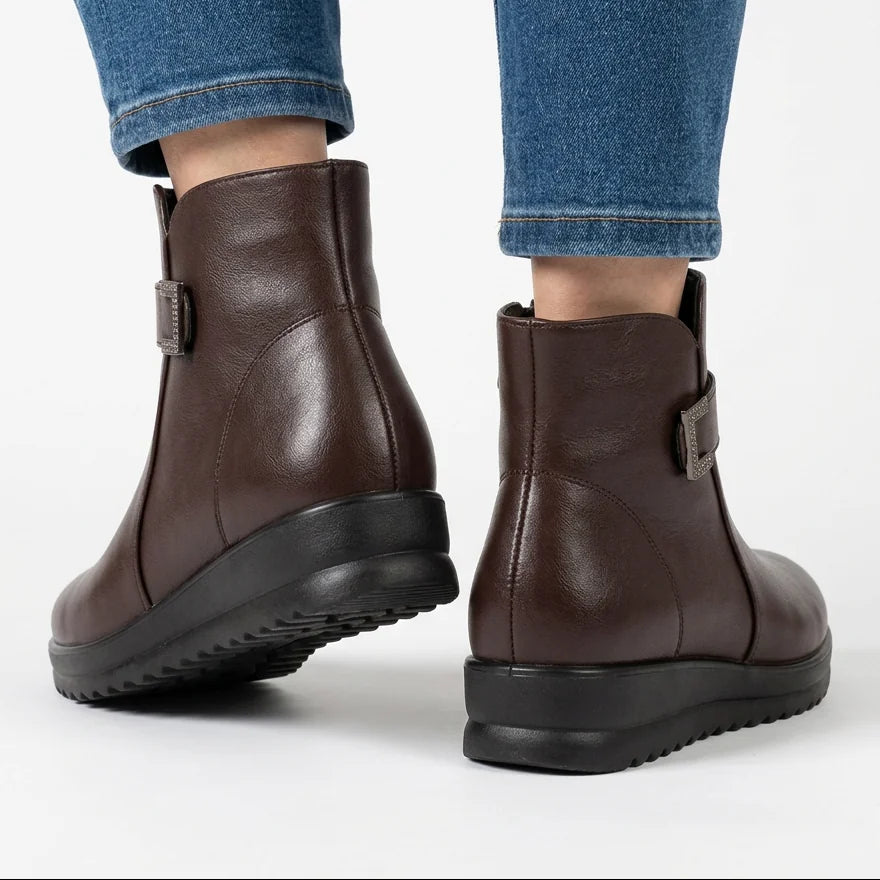 Lorna - Buckle-Strap Wedge Ankle Boots
