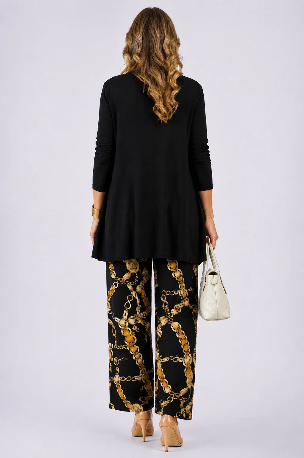 Arlene - Chain-Print Trouser Three-Piece Pant Set