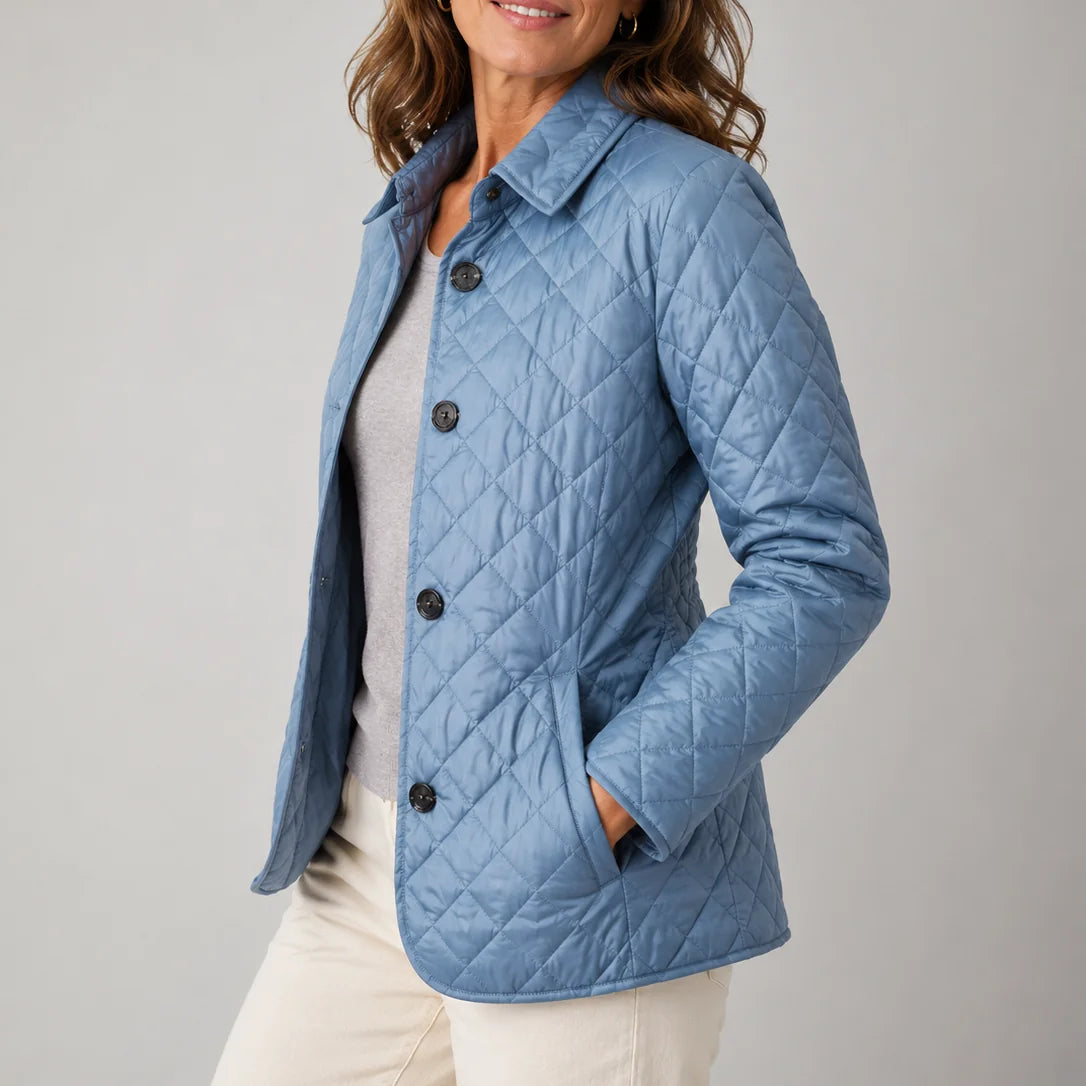 Kelley lightweight quilted jacket worn with jeans