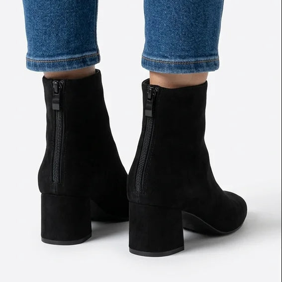Elsie - Minimal Faux-Suede Heeled Boots