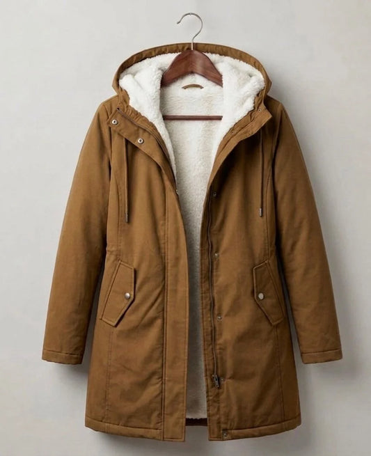 Felicity - Khaki Hooded Longline Parka - Khaki
