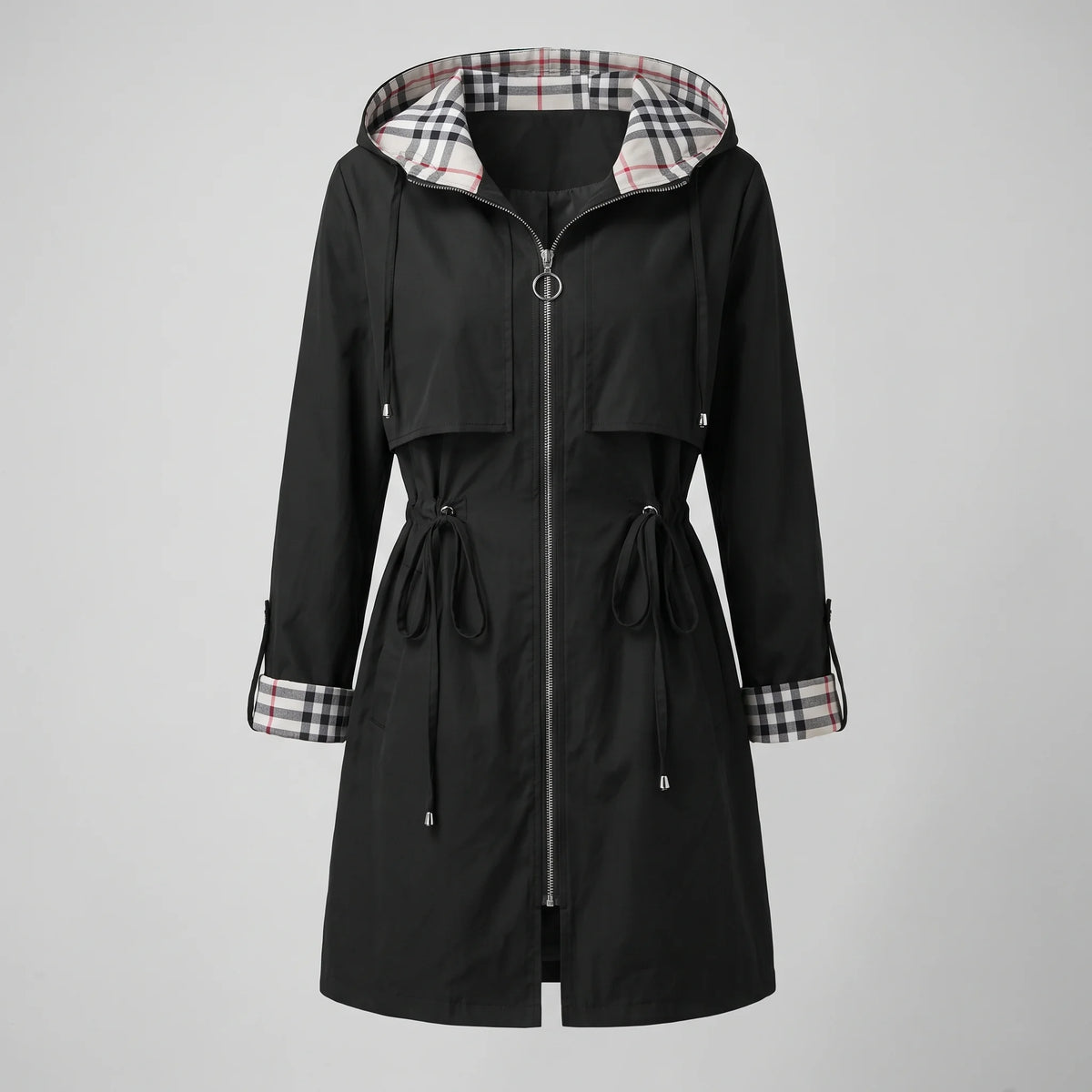 Philippa - Hooded Rainproof Coat - Black