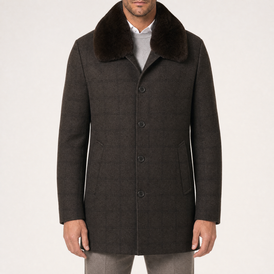 Alistair | Wool Coat with Detachable Fur Collar