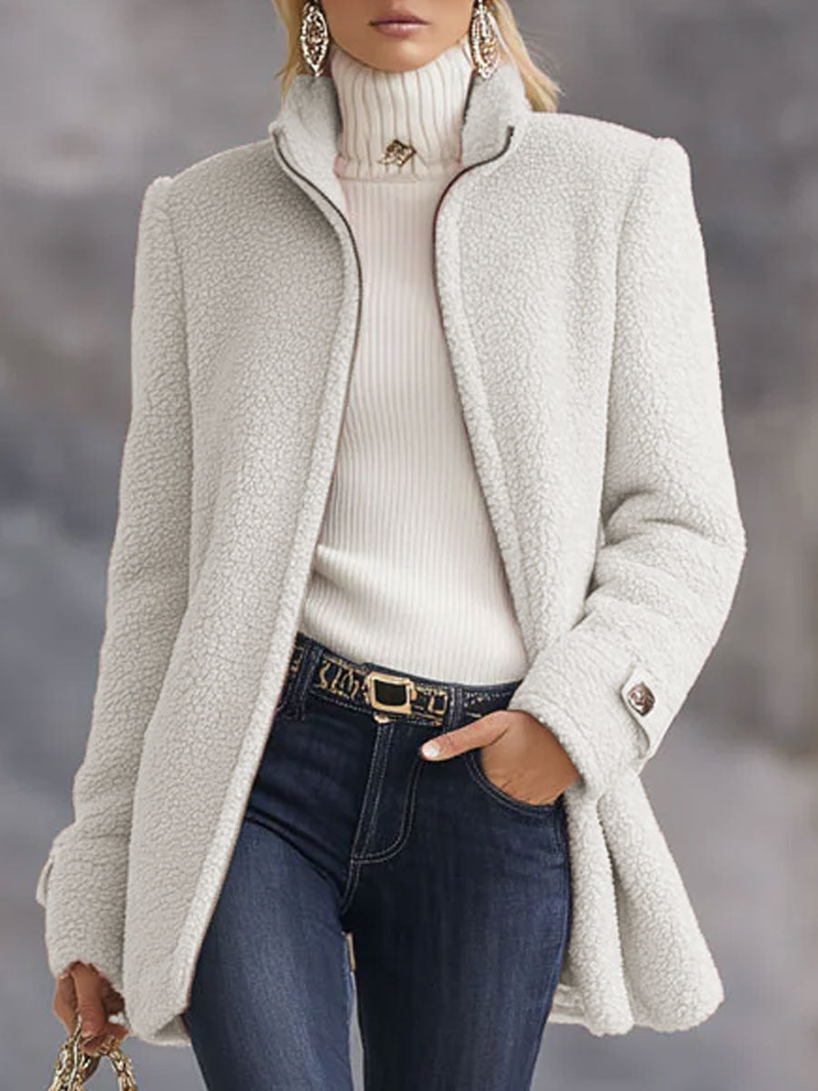 Casual Vintage Pink Polar Fleece Zip-Up Jacket Coat - view 2