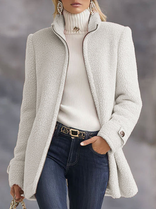 Casual Vintage Pink Polar Fleece Zip-Up Jacket Coat - view 2