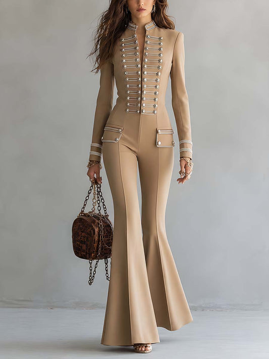 Eleanor - Military-Inspired Button Detail Jumpsuit