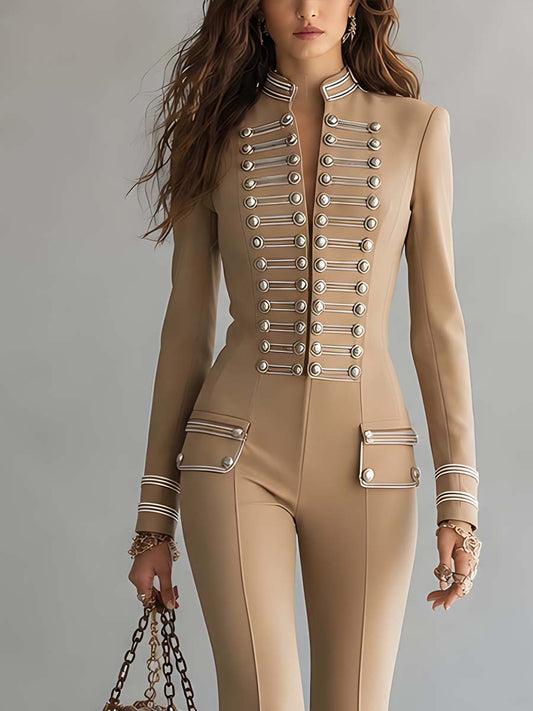 Eleanor - Military-Inspired Button Detail Jumpsuit - view 2
