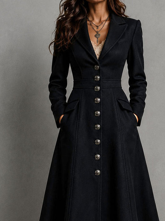 Elegant Hourglass a-Line Tailored Wool Long Coat - view 2