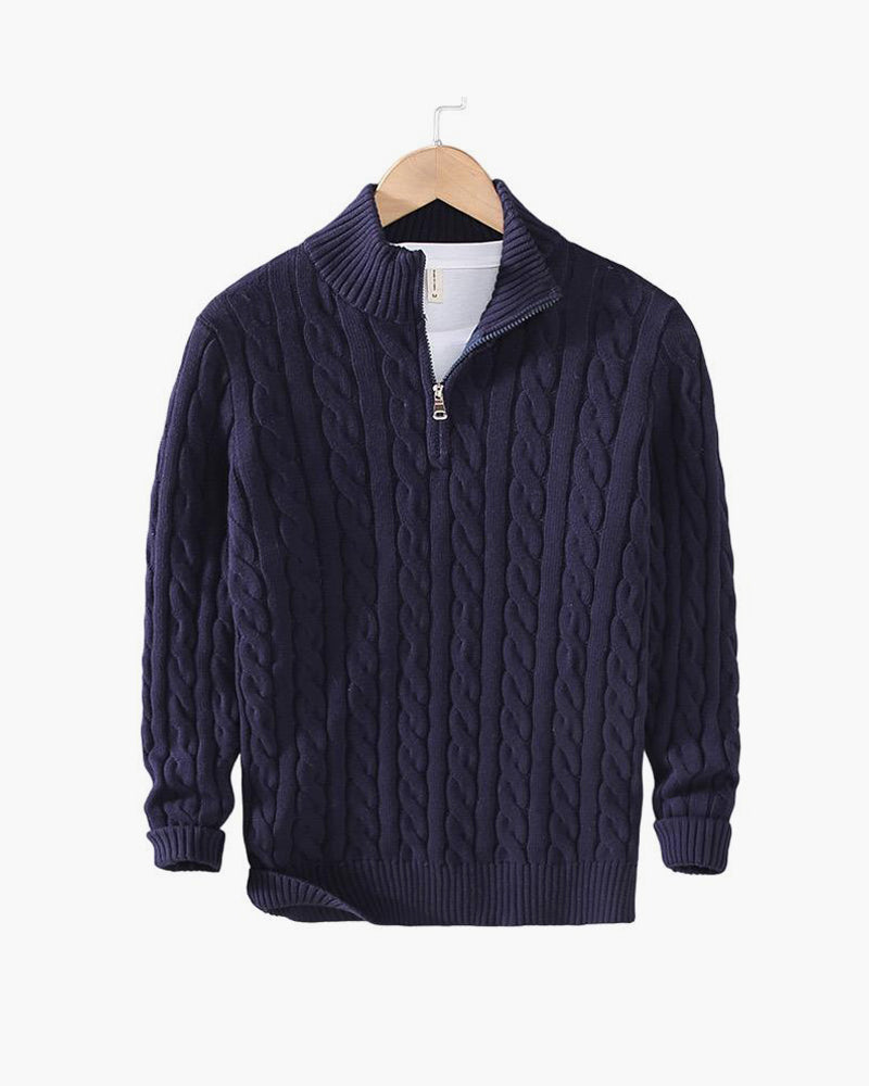 Declan | Cable-Knit Half-Zip Sweater - view 4