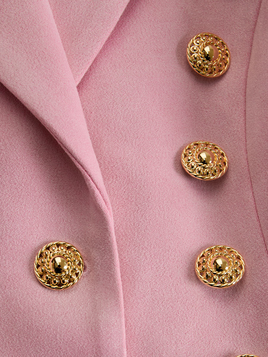 Lapel Multi-button Faux Suede And Fur Blazer - view 8