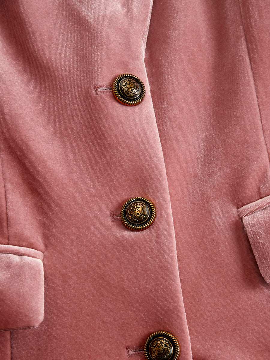 Lapel Single-breasted Velvet And Leopard Print Coat - view 11