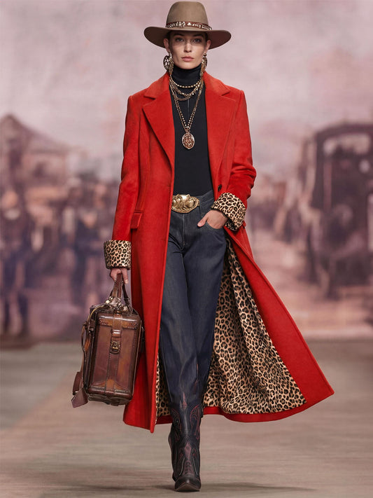 Lapel Single-breasted Leopard Print Coat - view 2