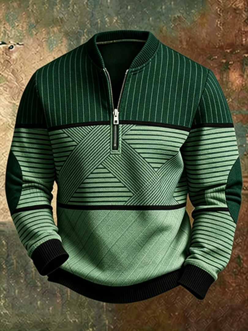 Stephen - Geometric Half-Zip Sweater