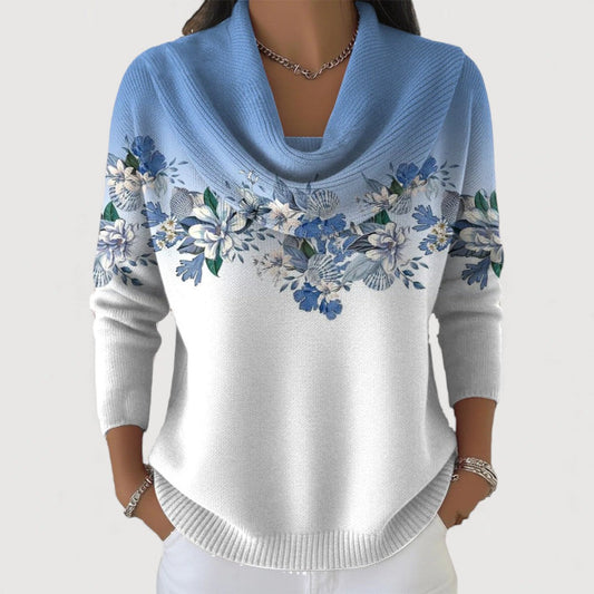 Éloïse - Floral Turtleneck Cotton Sweater