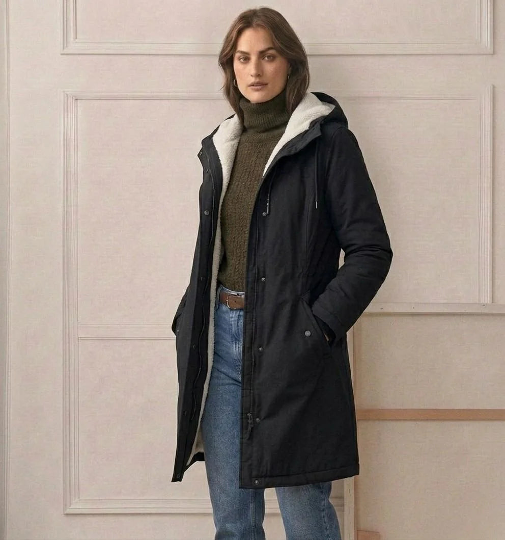 Felicity - Berry Red Hooded Longline Parka