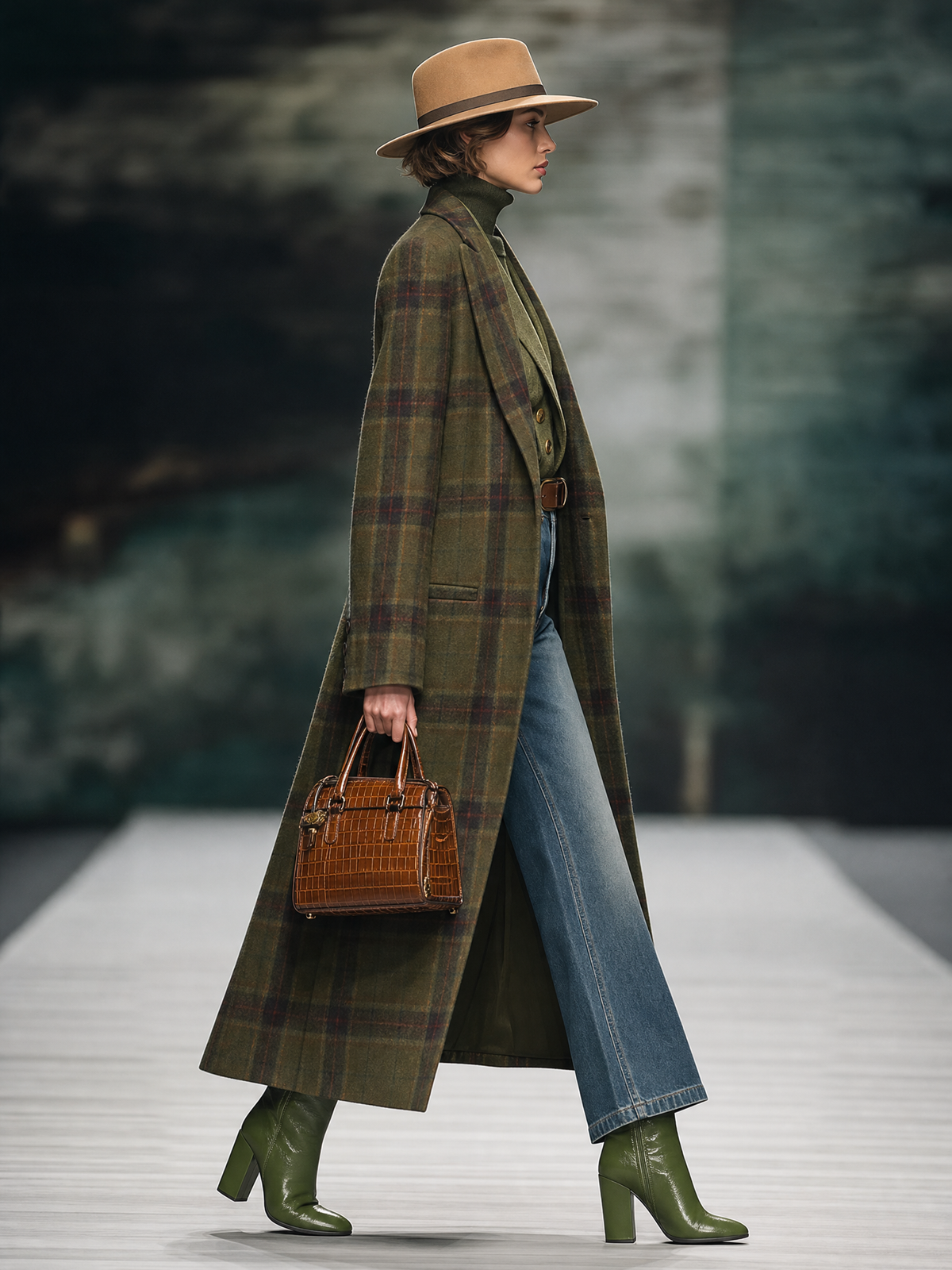 Retro Plaid Long Tweed Coat - view 6