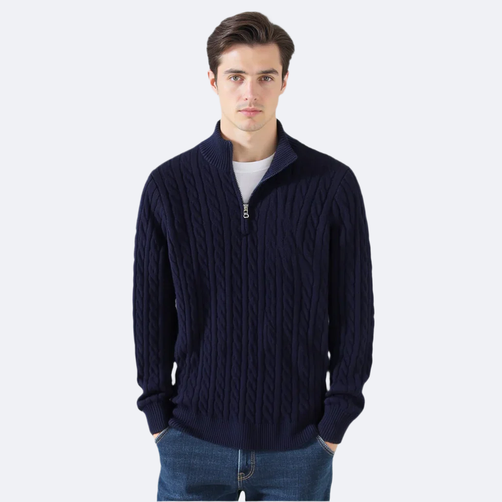 Declan | Cable-Knit Half-Zip Sweater - view 5