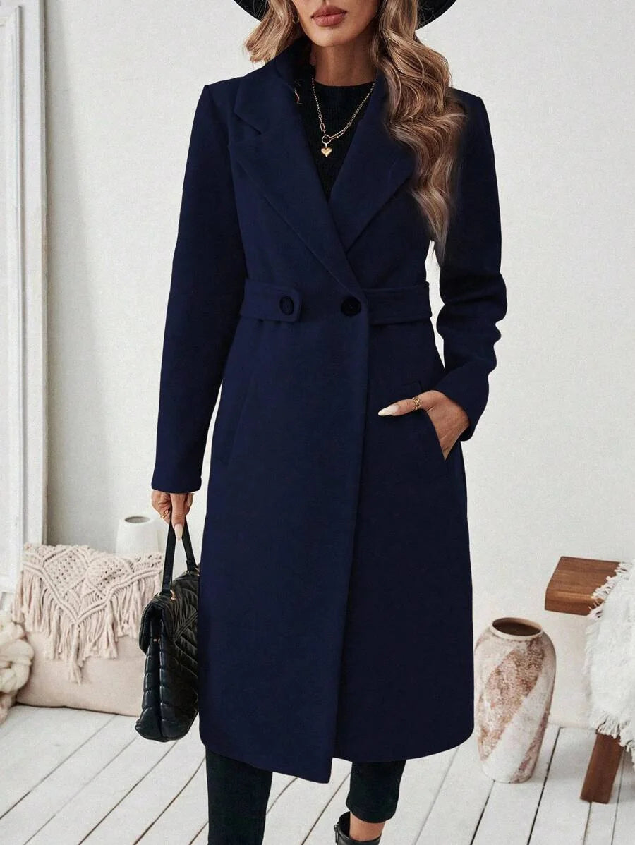 Nathalie - Classic Tailored Coat - Dark Blue