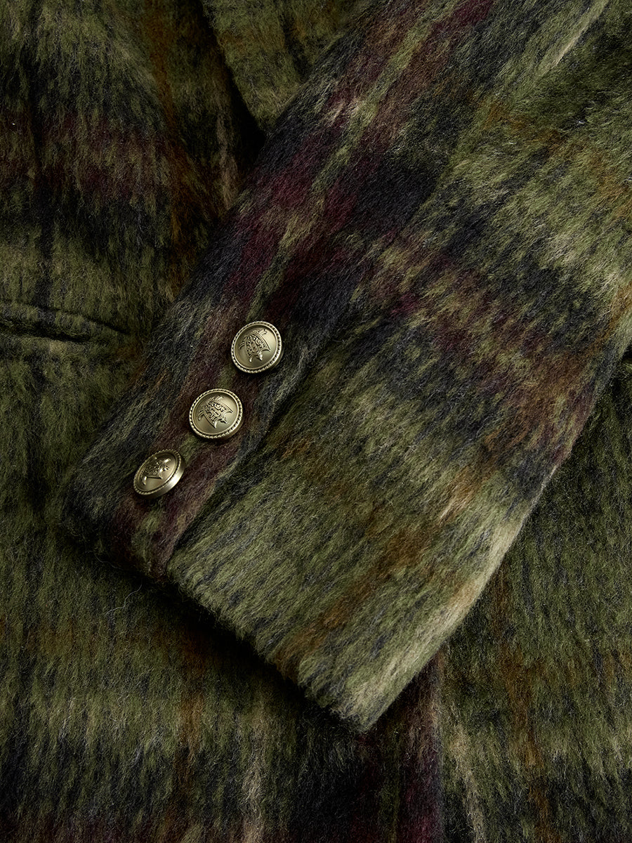 Retro Plaid Long Tweed Coat - view 9