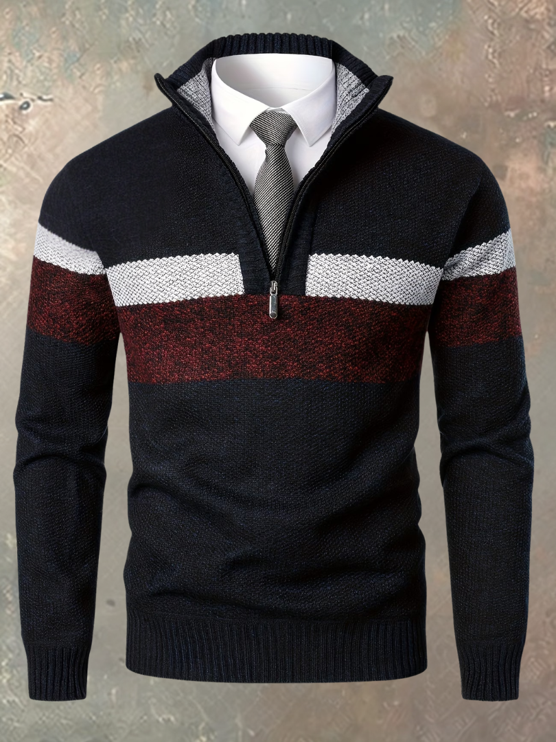 Derek - Colour-Block Half-Zip Sweater