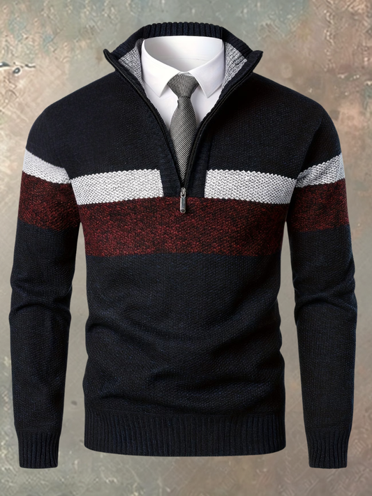 Derek - Colour-Block Half-Zip Sweater