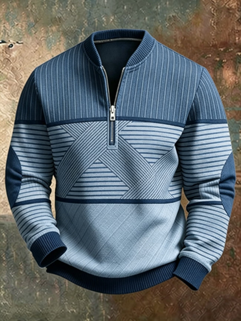 Stephen - Geometric Half-Zip Sweater