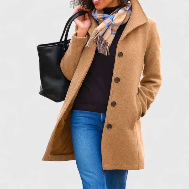 Corinne - Classic Wool-Blend Coat - Khaki