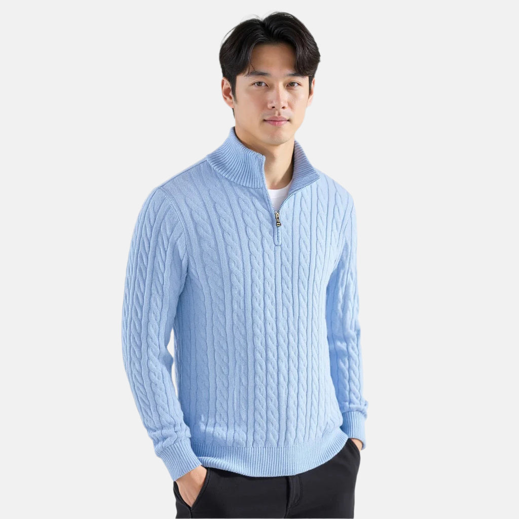 Declan | Cable-Knit Half-Zip Sweater - view 9