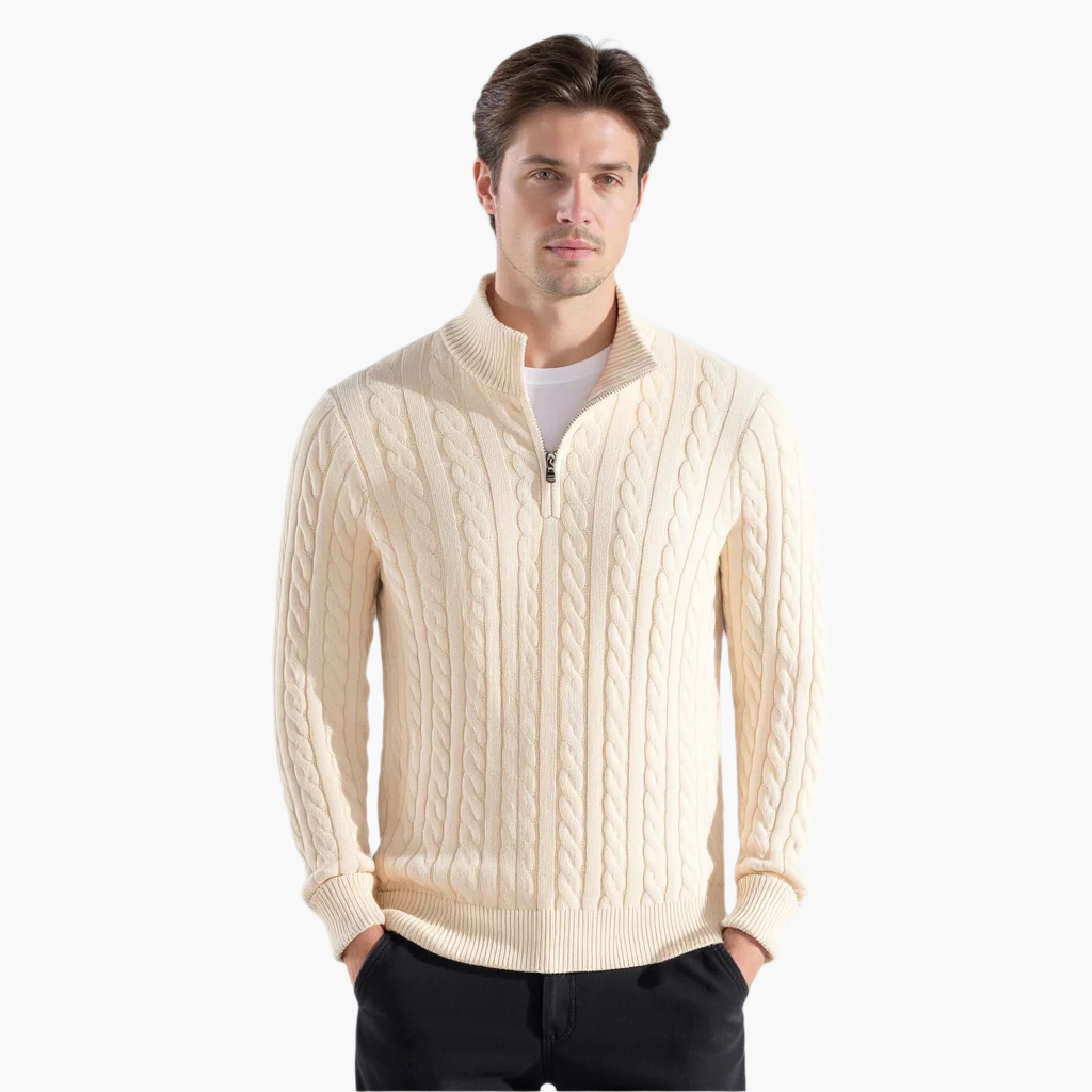 Declan | Cable-Knit Half-Zip Sweater - view 14