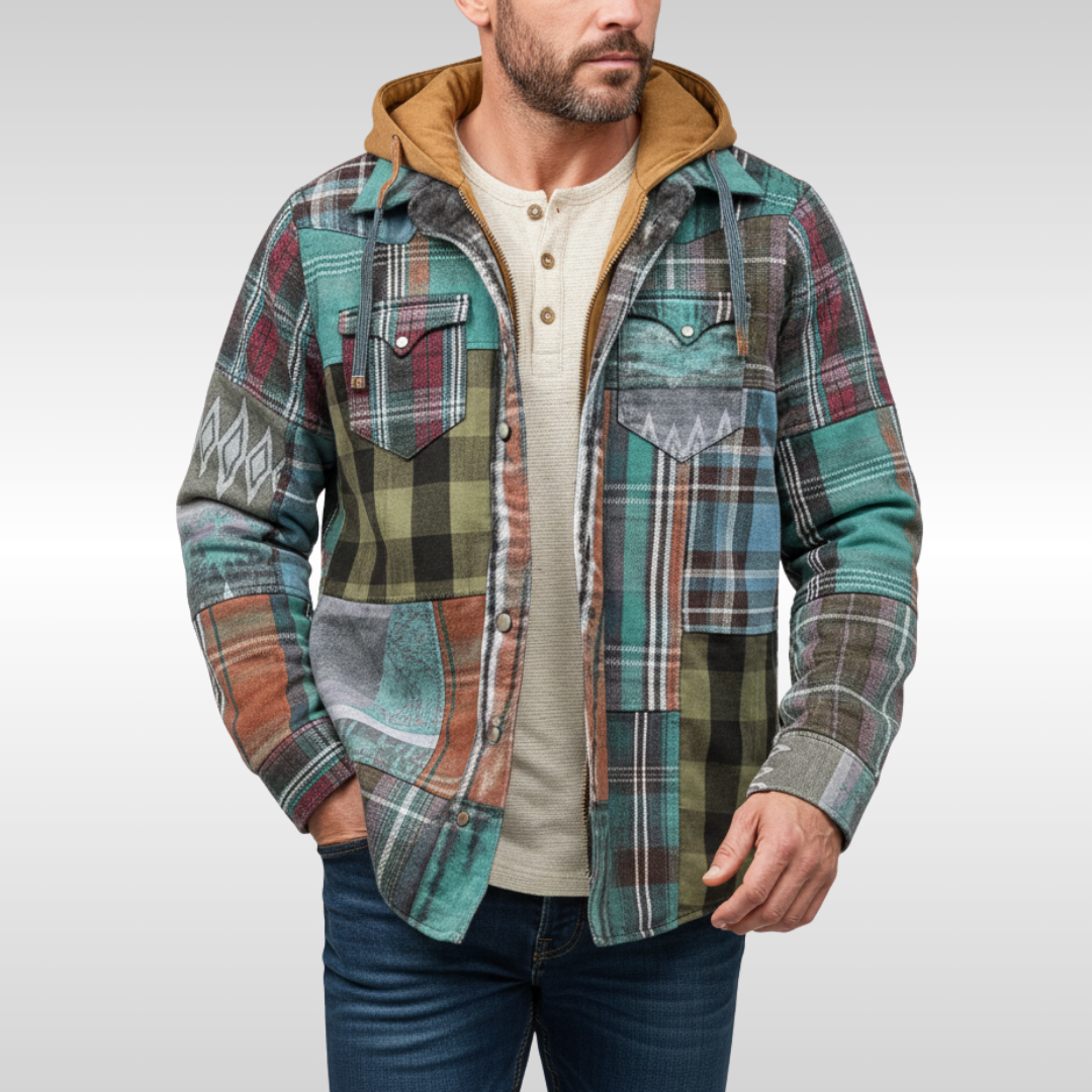 Richard - Patchwork Plaid Hooded Jacket