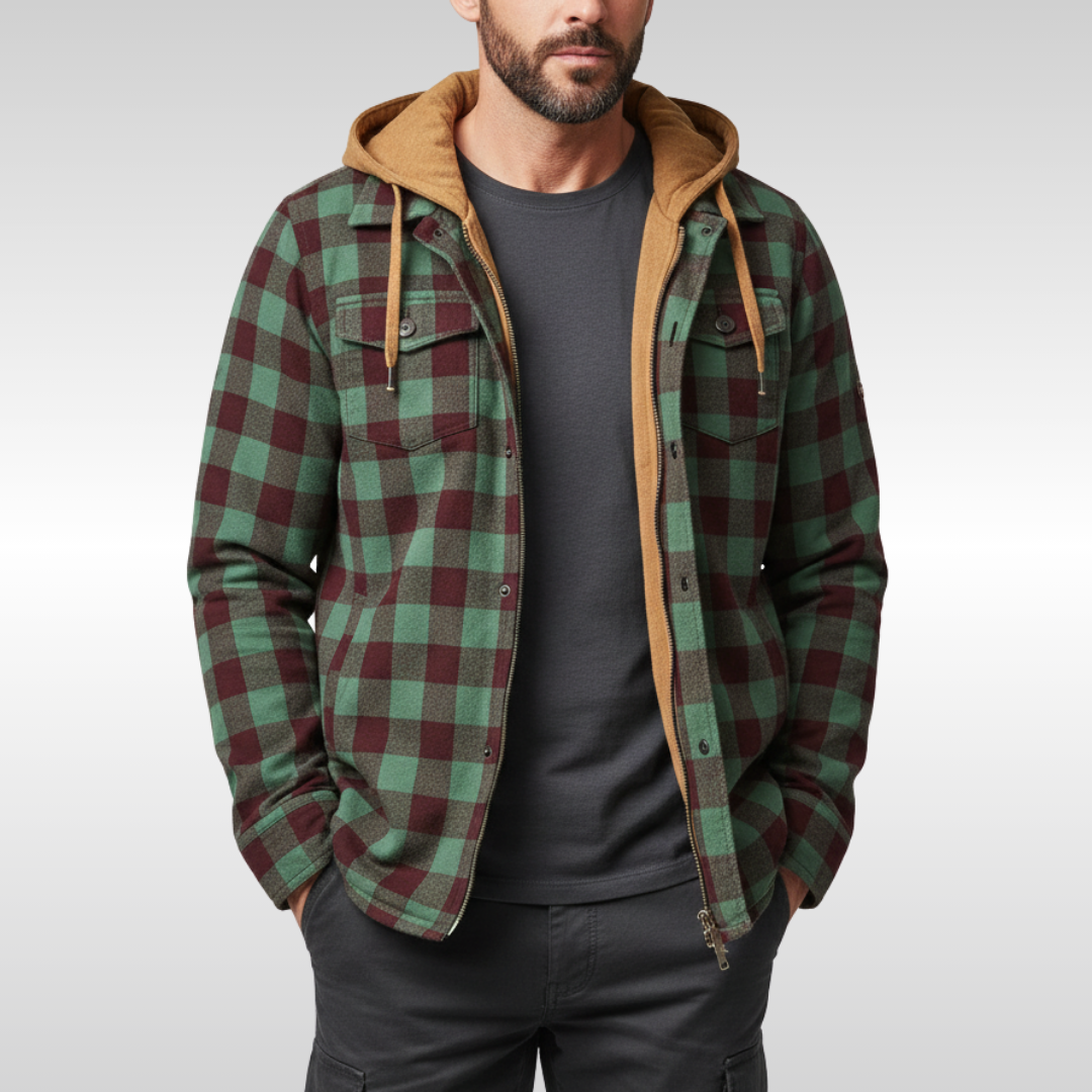 Richard - Patchwork Plaid Hooded Jacket