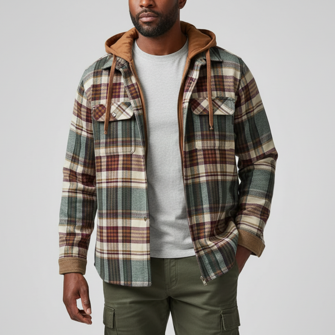 Richard - Patchwork Plaid Hooded Jacket