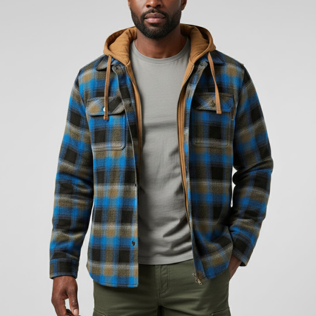 Richard - Patchwork Plaid Hooded Jacket