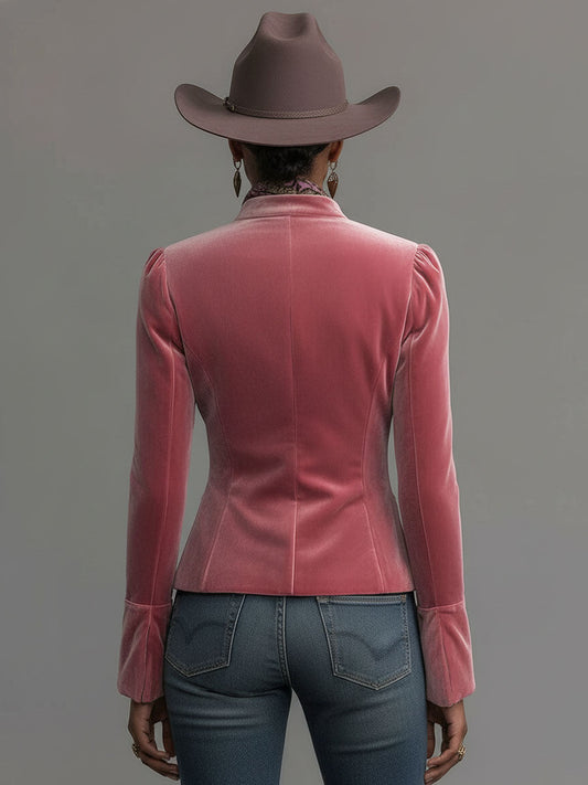 Floral Embroidered Velvet Jacket - view 2