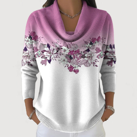 Éloïse - Floral Turtleneck Cotton Sweater - view 2