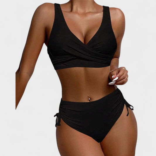 Helena | Cross-Front High-Waist Bikini Set