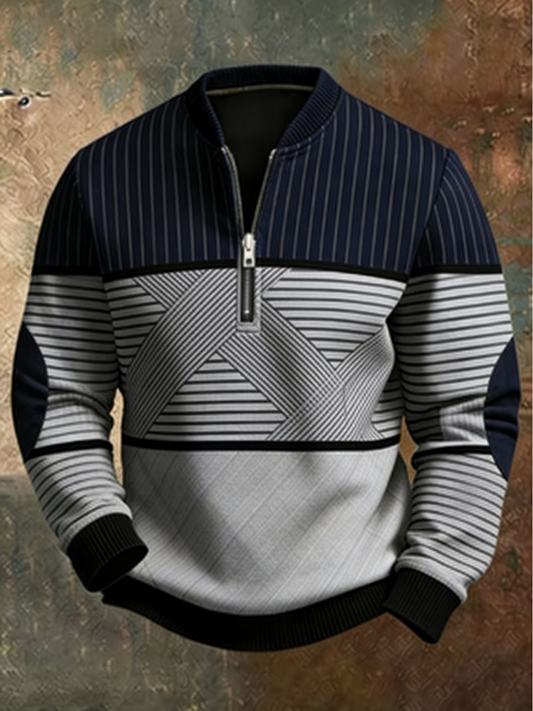 Stephen - Geometric Half-Zip Sweater