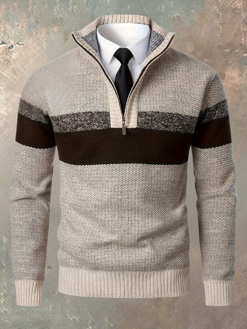 Derek - Colour-Block Half-Zip Sweater