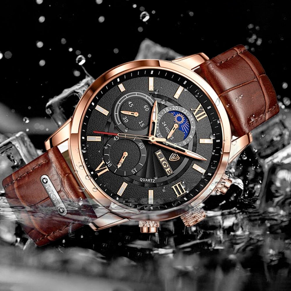 Harrison | Rose Gold Multi-Dial Leather Watch - view 4