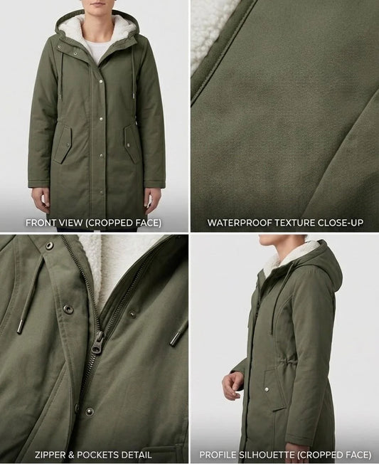 Felicity - Forest Green Hooded Longline Parka