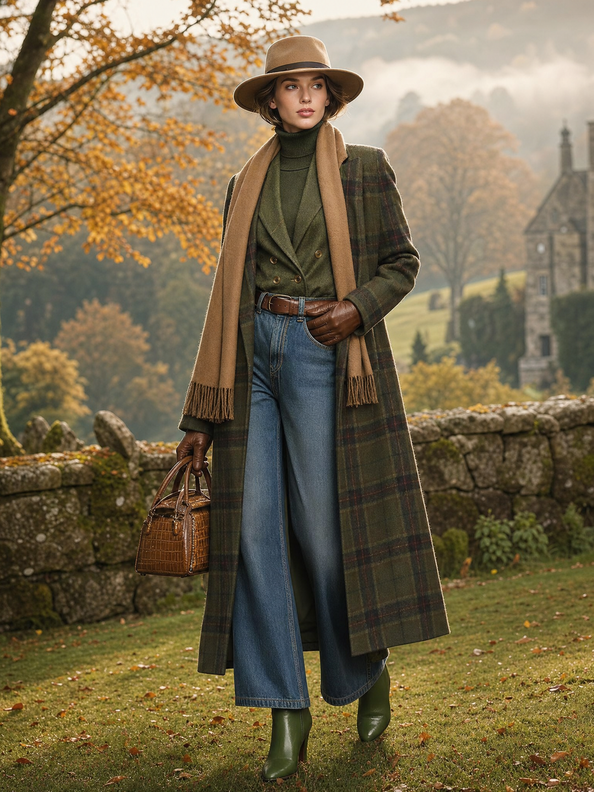 Retro Plaid Long Tweed Coat - view 4