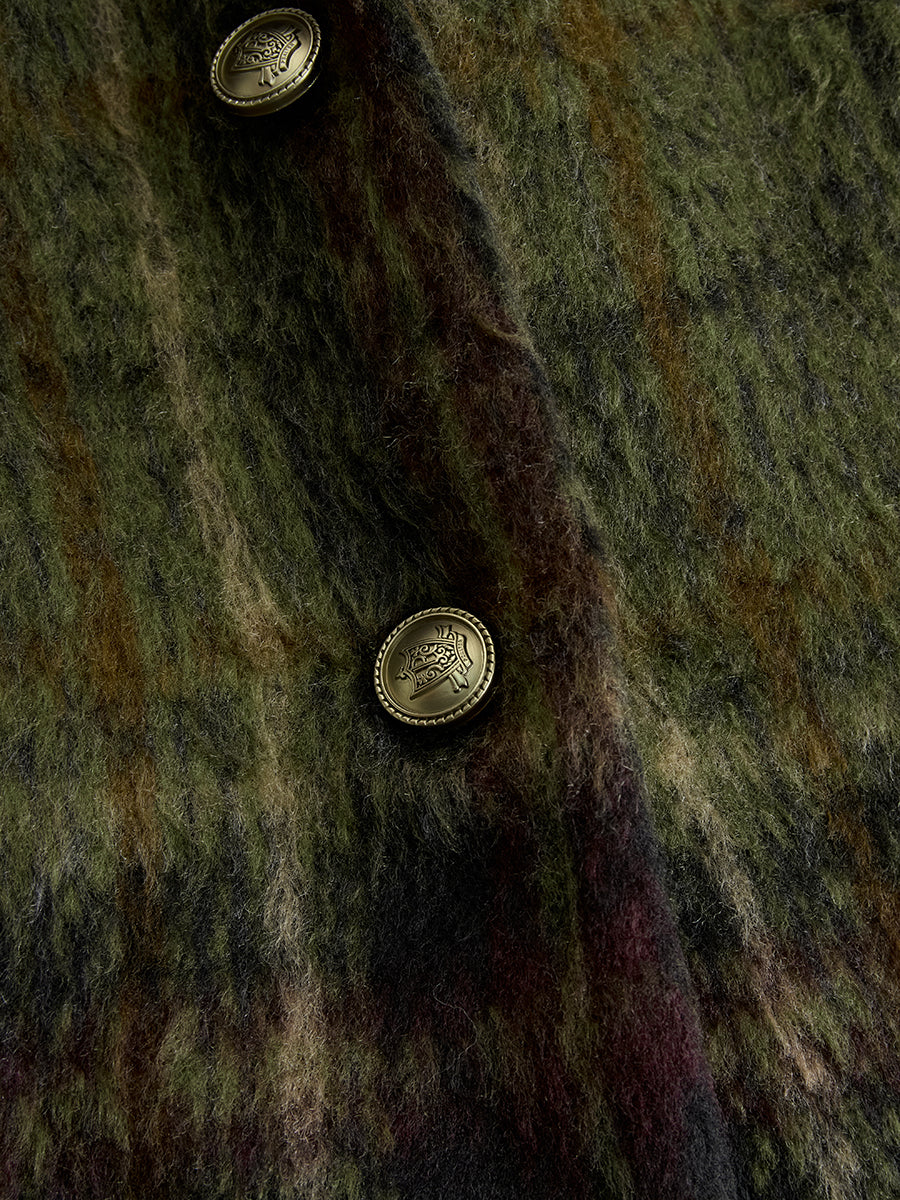 Retro Plaid Long Tweed Coat - view 11