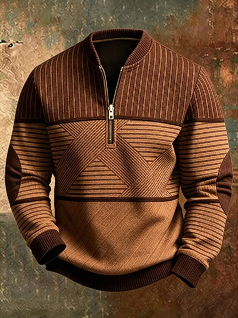 Stephen - Geometric Half-Zip Sweater